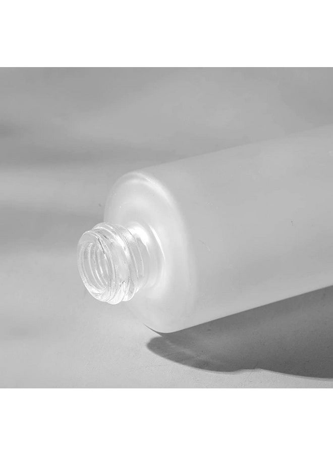 SYBL 2Pcs 120ml 4oz Empty Refillable Frosted Glass Cosmetic Cream Lotion Bottle Pump Bottles Container Vial Jar Pot With Wood Grain Lid For Emulsion Essence Liquid