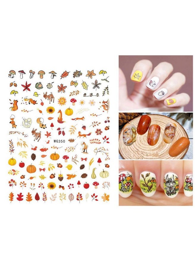 3D Thanksgiving Nail Art Stickers 6 Sheets Autumn Fall Nail Art Accessories Decals Self-Adhesive Maple Leaf Pumpkin Turkey Designs Sticker for Women Nail Arts DIY Nail Decorations Halloween Party
