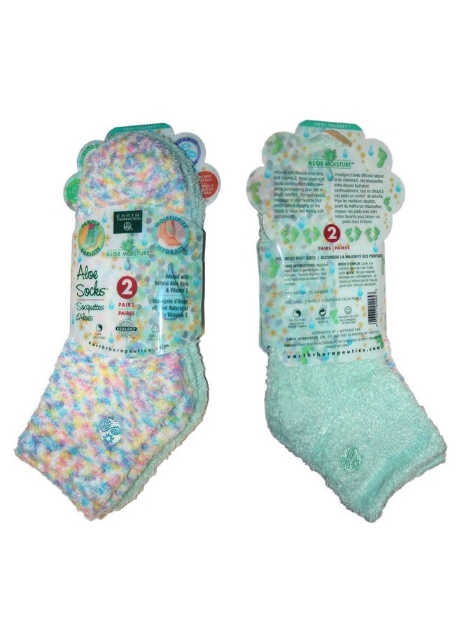 Earth Therapeutics Aloe Socks, 2 Pair Per Package (1 Pair Multi-colored, One Pair Aqua) by Earth Therapeutics
