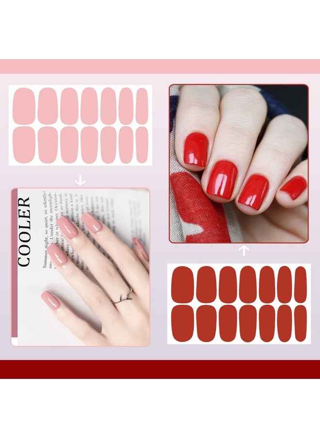 SILPECWEE 16 Sheets Pink Nail Wraps for Women Nail Polish Strips Self Adhesive Nail Polish Stickers Gel Nail Strips Fingernail Manicure Stickers Nail Art Accessories with 1pc Nail File