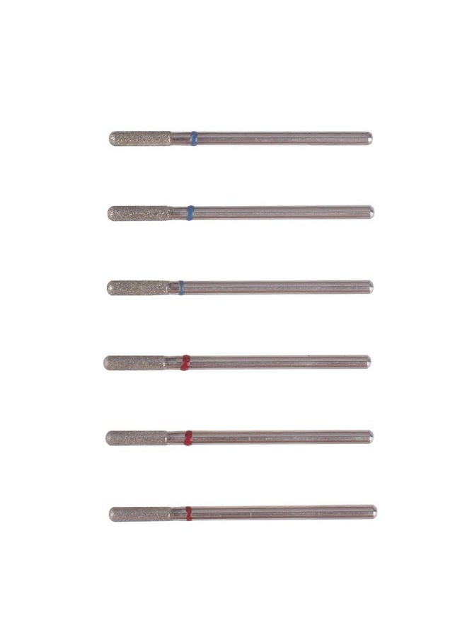 MZCMSL 6pcs Cylinder Cuticle Bits, Safety Manicure Drill Bits for Nail Prep, 3/32 Shank Diamond Nail Bits (Fine & Medium)
