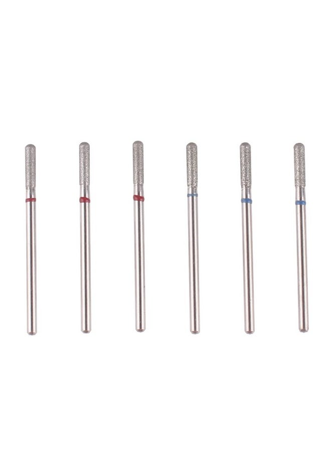 MZCMSL 6pcs Cylinder Cuticle Bits, Safety Manicure Drill Bits for Nail Prep, 3/32 Shank Diamond Nail Bits (Fine & Medium)