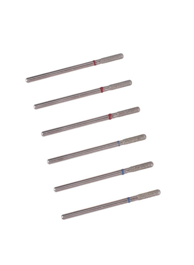 MZCMSL 6pcs Cylinder Cuticle Bits, Safety Manicure Drill Bits for Nail Prep, 3/32 Shank Diamond Nail Bits (Fine & Medium)