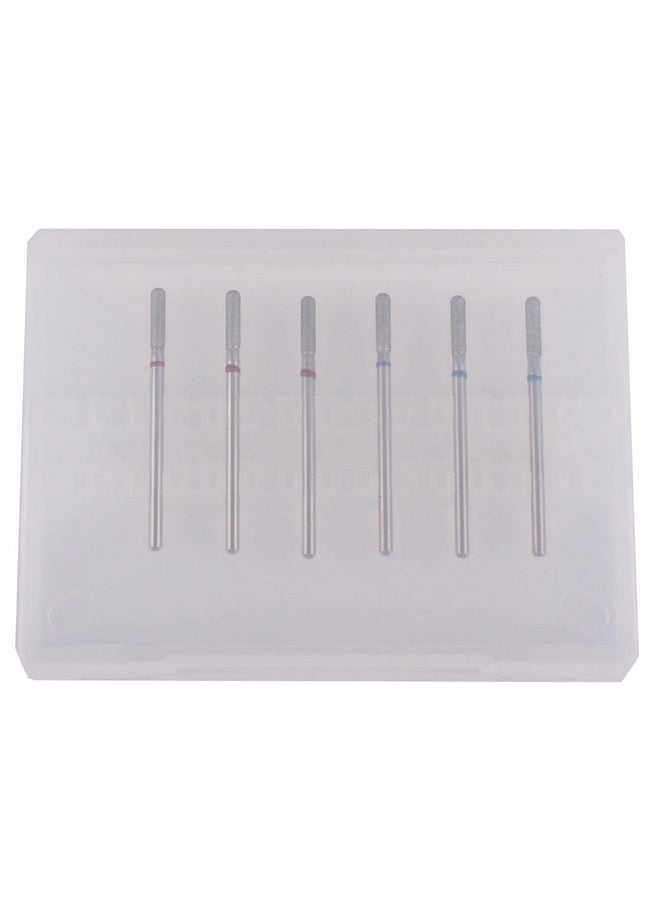 MZCMSL 6pcs Cylinder Cuticle Bits, Safety Manicure Drill Bits for Nail Prep, 3/32 Shank Diamond Nail Bits (Fine & Medium)