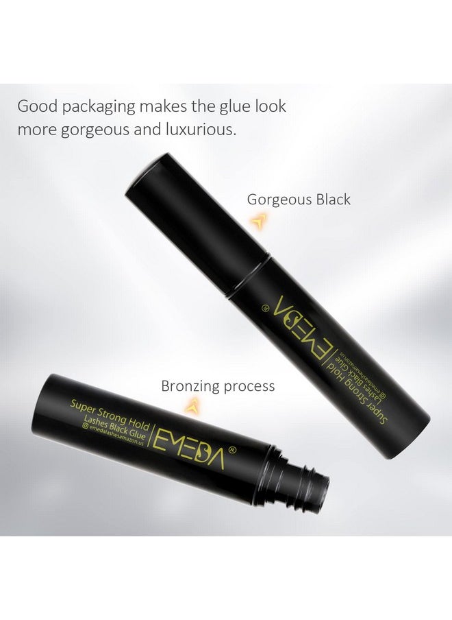 EMEDA 2 PCS Black Eyelash Glue False Eyelash Glue Super Strong Hold Professional Eyelash Glue Lashes Glue Best Eyelash Glue Black Eyelash Adhesive Eye Lash Glue Latex Free Glue for Eyelashes
