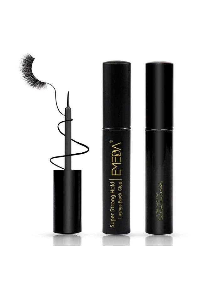 EMEDA 2 PCS Black Eyelash Glue False Eyelash Glue Super Strong Hold Professional Eyelash Glue Lashes Glue Best Eyelash Glue Black Eyelash Adhesive Eye Lash Glue Latex Free Glue for Eyelashes