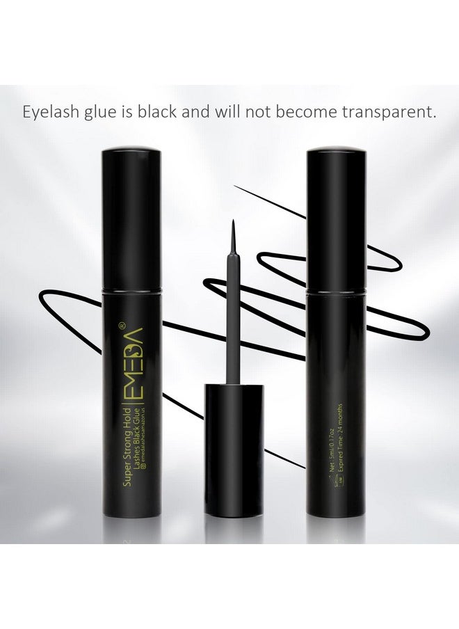 EMEDA 2 PCS Black Eyelash Glue False Eyelash Glue Super Strong Hold Professional Eyelash Glue Lashes Glue Best Eyelash Glue Black Eyelash Adhesive Eye Lash Glue Latex Free Glue for Eyelashes