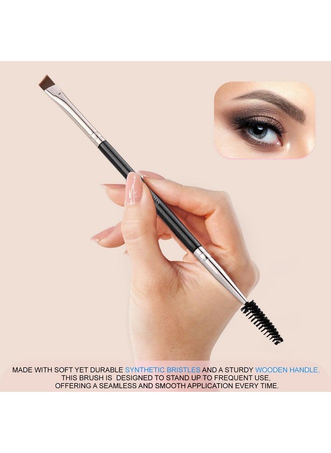 KINGMAS Eyebrow Brush, Professional Dual Angled Eye Brow Brush and Spoolie Brush Eyelash Comb Eyebrow Tool (Black)
