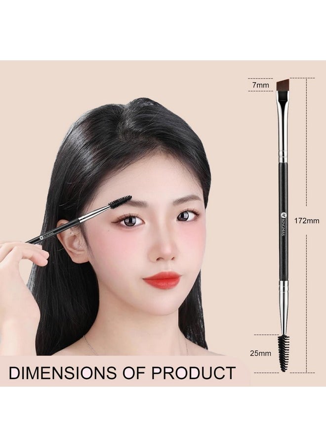 KINGMAS Eyebrow Brush, Professional Dual Angled Eye Brow Brush and Spoolie Brush Eyelash Comb Eyebrow Tool (Black)