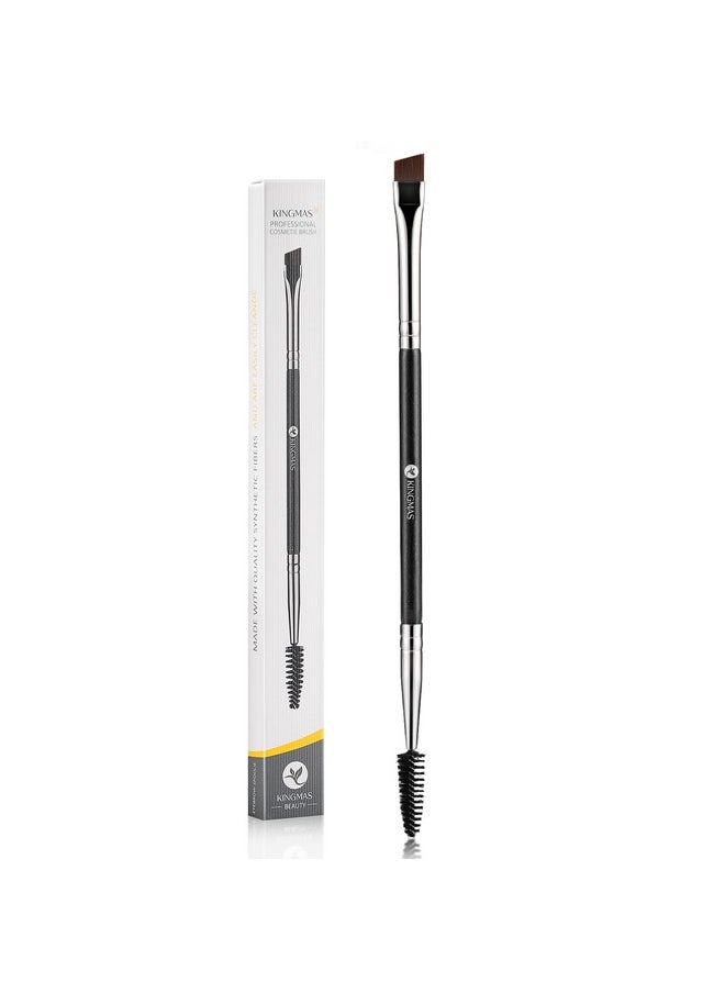 KINGMAS Eyebrow Brush, Professional Dual Angled Eye Brow Brush and Spoolie Brush Eyelash Comb Eyebrow Tool (Black)
