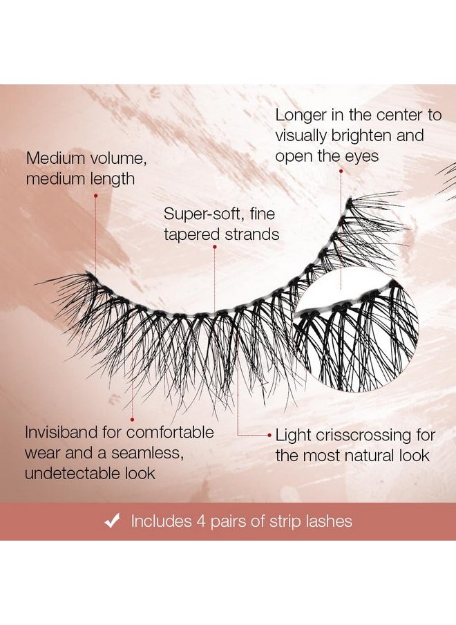 Ardell Naked Strip Lashes 421 - Natural-Looking, Long-Lasting False Eyelashes with Invisiband for Seamless Blend, 4 Pairs, 1-Pack