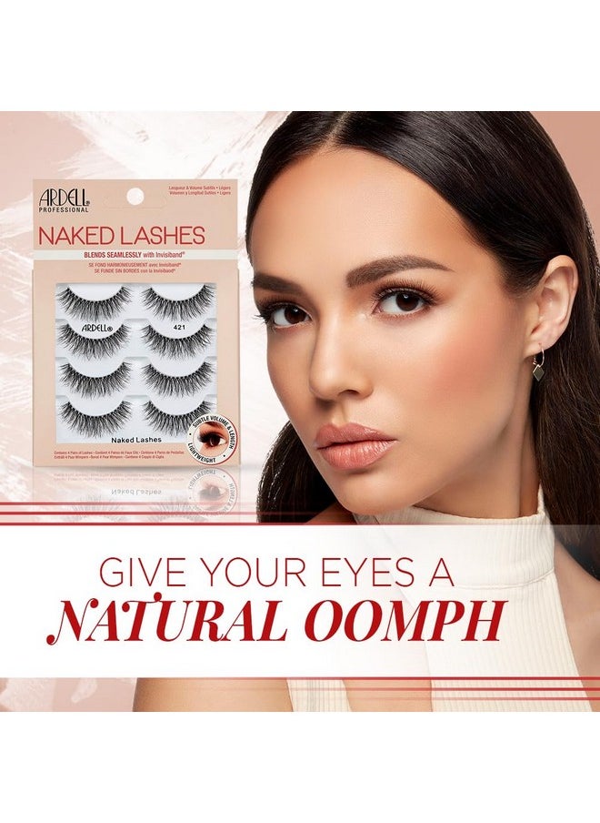 Ardell Naked Strip Lashes 421 - Natural-Looking, Long-Lasting False Eyelashes with Invisiband for Seamless Blend, 4 Pairs, 1-Pack