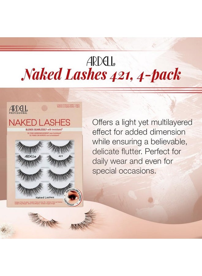 Ardell Naked Strip Lashes 421 - Natural-Looking, Long-Lasting False Eyelashes with Invisiband for Seamless Blend, 4 Pairs, 1-Pack