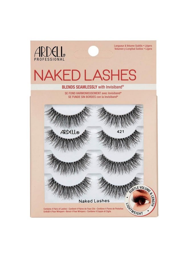 Ardell Naked Strip Lashes 421 - Natural-Looking, Long-Lasting False Eyelashes with Invisiband for Seamless Blend, 4 Pairs, 1-Pack