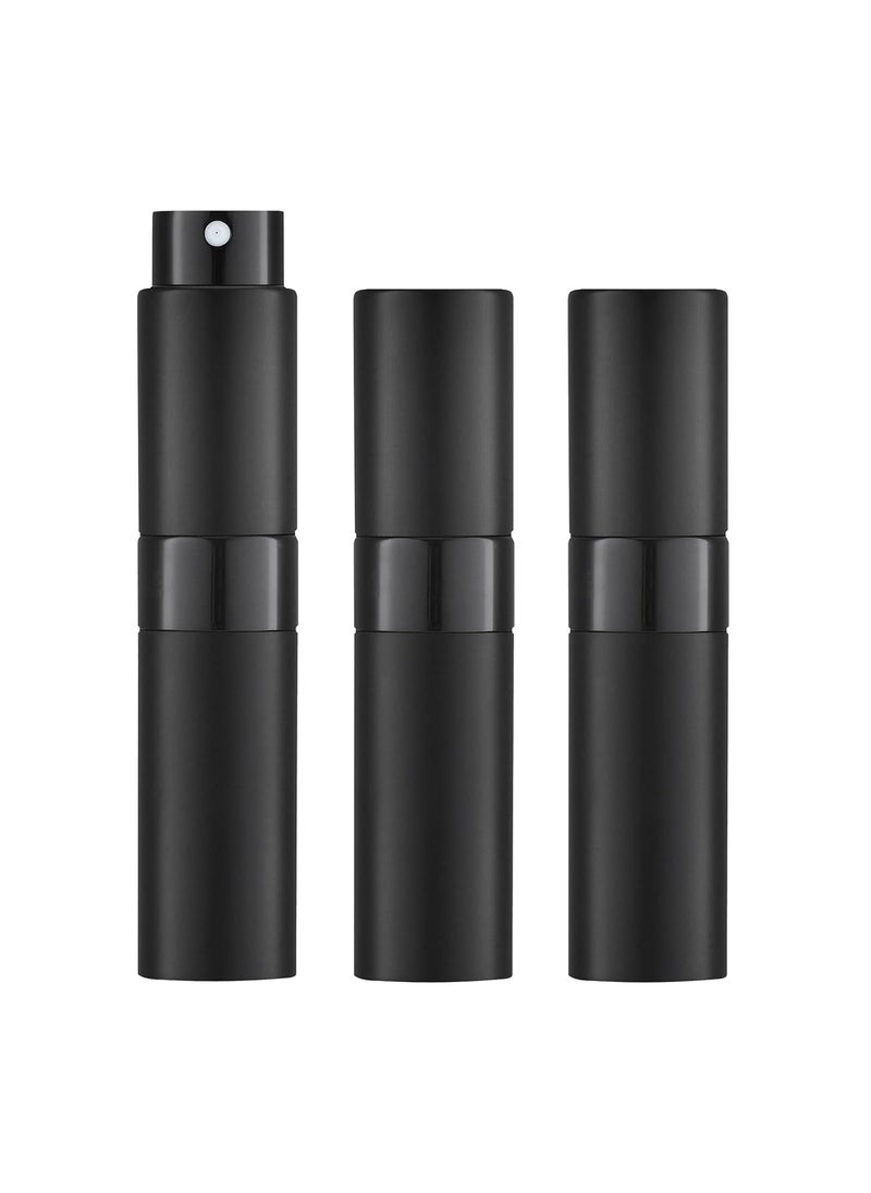 LISAPACK 8ML Atomizer Perfume Spray Bottle for Travel (3 PCS) Empty Cologne Dispenser, Portable Sprayer (Black)