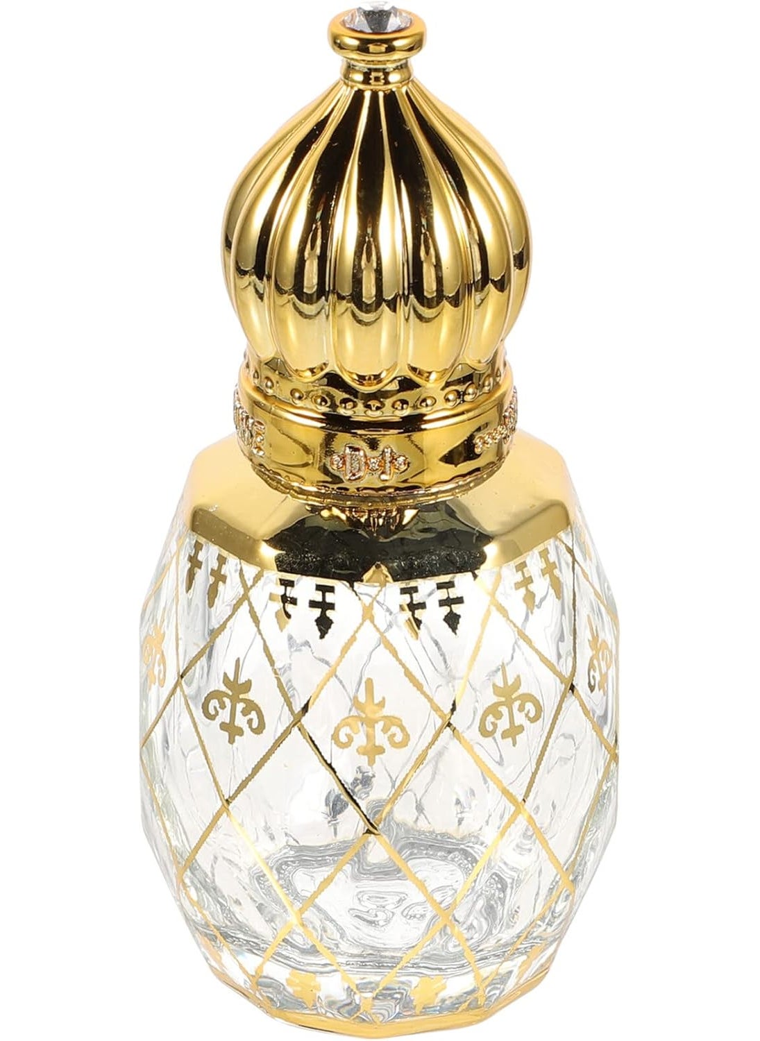 FOMIYES Mini Vintage Perfume Bottle 8ml Clear Glass Roller Bottles Middle Eastern Style Essential Oil Bottle Empty Refillable Decorative Golden