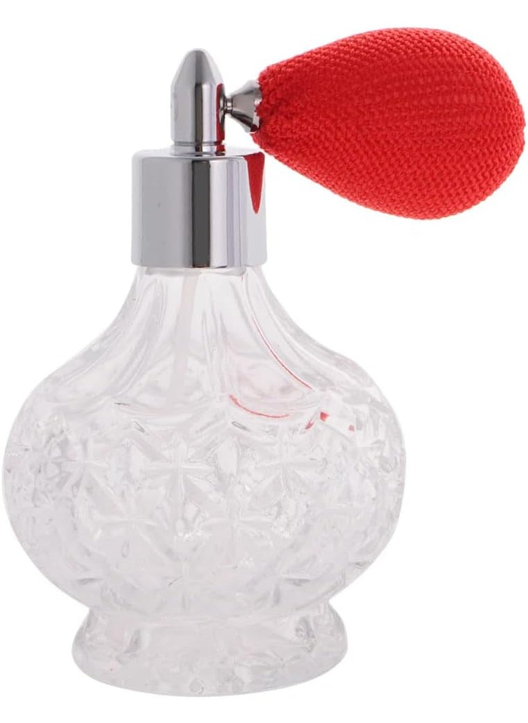 100ml Clear Crystal Vintage Style Perfume Bottle Long/Short Spray Tassels Atomizer Pump Refillable Glass Bottles Lady Makeup Tool (Short Red)