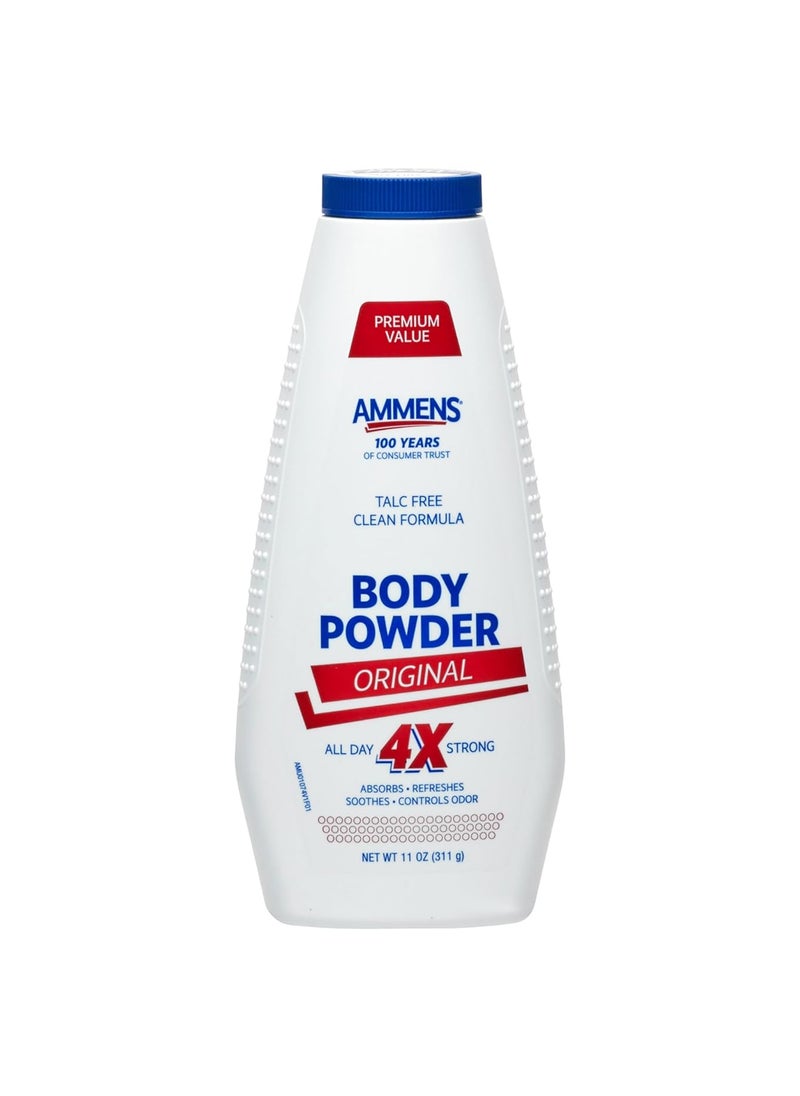 Ammens Original Body Powder - Talc Free Body Powder with Naturally Derived Cornstarch - Free from Dye and Parabens - Soothes Itchy Skin - 11 oz