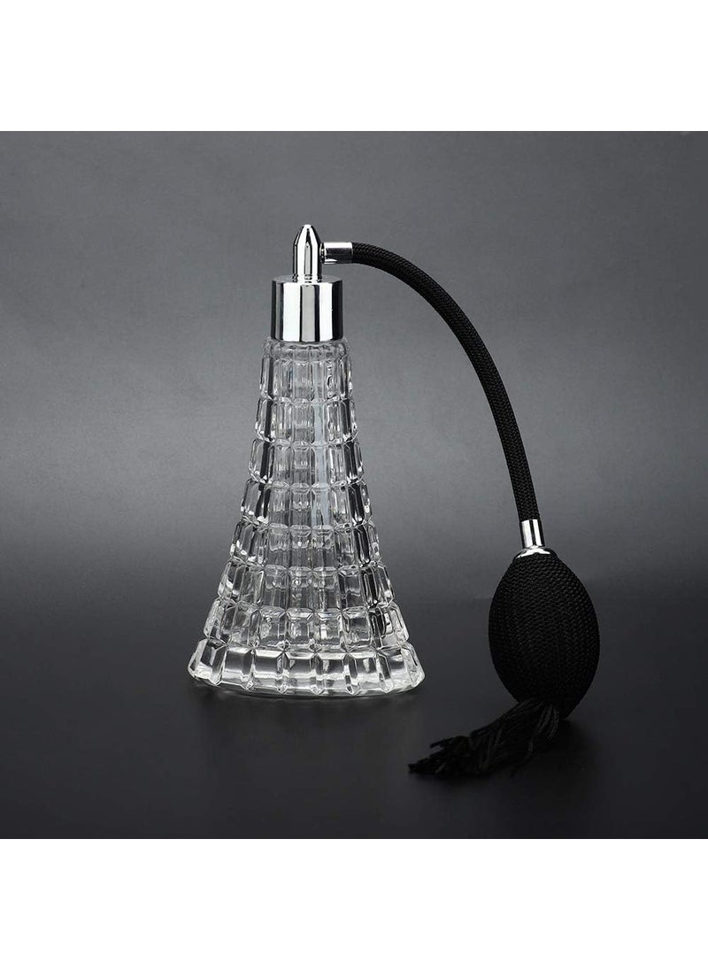 75ml / 2.53oz Refillable Vintage Perfume Bottle, Empty Glass Perfume Atomizer Spraying Bottle, Retro Perfume Bulb Sprayer with Antique Black Bulb and Tassel