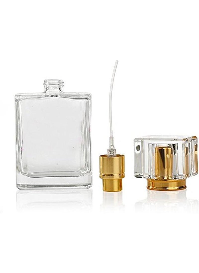 50ml Perfume Spray Bottle Rectangle Sprayers Refillable Containers Spray Applicator Clear Glass Luxury Sprayer Bottle Empty Perfume Bottle For Travel Head Cap Color Random