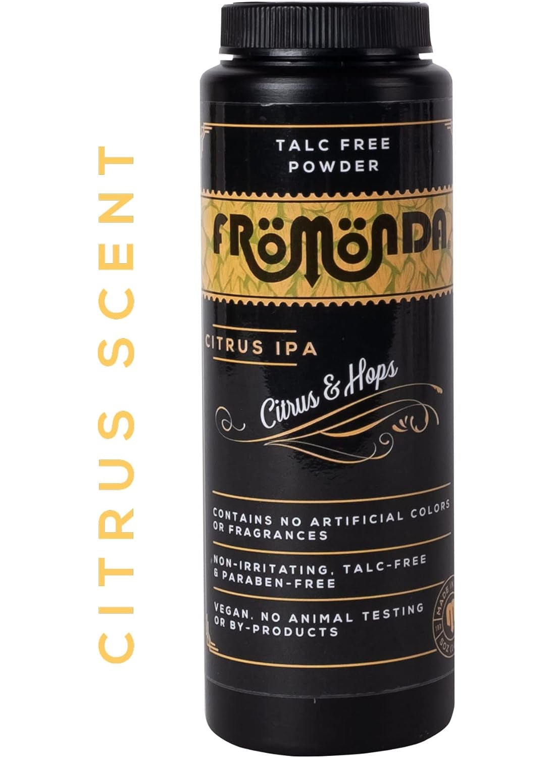 (Citrus IPA) Body Powder Unisex (5 oz. 1-Pack) Talc-Free, Anti-Chafing, Sweat Defense with Essential Oils