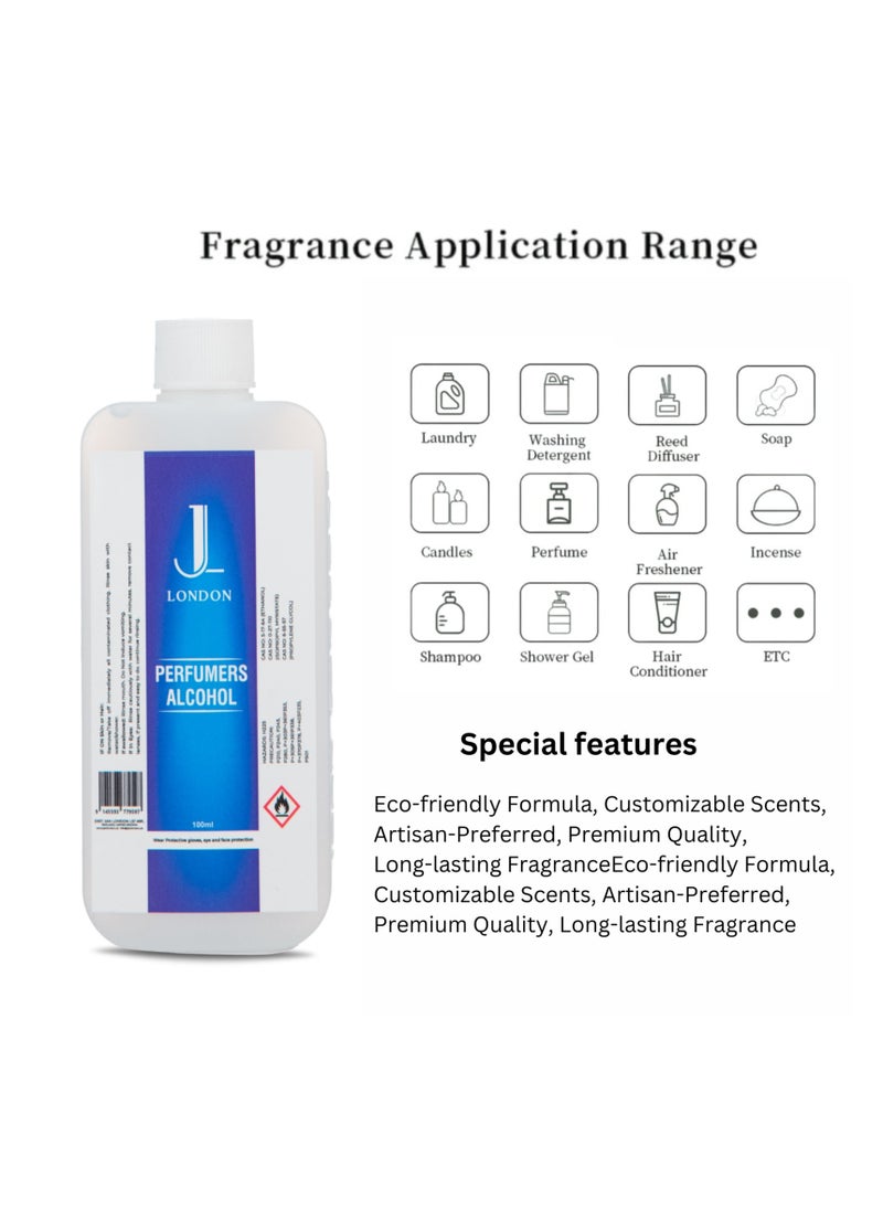 Jan London's Perfumers Alcohol, Ethanol, Isopropyl Myristate, and Propylene blend empowers you to create custom scents for perfumes, aftershaves, diffusers, and room sprays 125ml