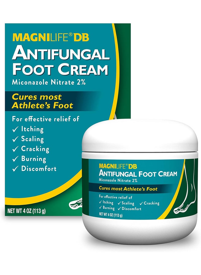 MagniLife DB Antifungal Foot Cream, Soothing Fast-Acting Relief of Itching, Scaling, Cracking, Burning & Discomfort - Natural Moisturizing Anti-Fungal Cream with Miconazole Nitrate 2% - 4 oz