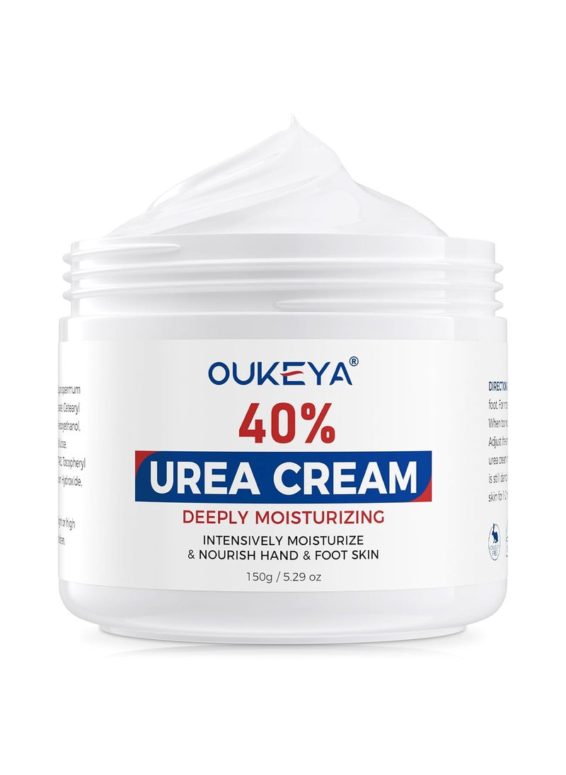 NEW FORMULA Urea Cream 40 Percent for Feet Maximum Strength, Hand Heels Dry Cracked Treatment Lotion for Knees & Elbows, Foot Dead Skin Cuticle Callus Remover Toenail Softener, 5.29 oz