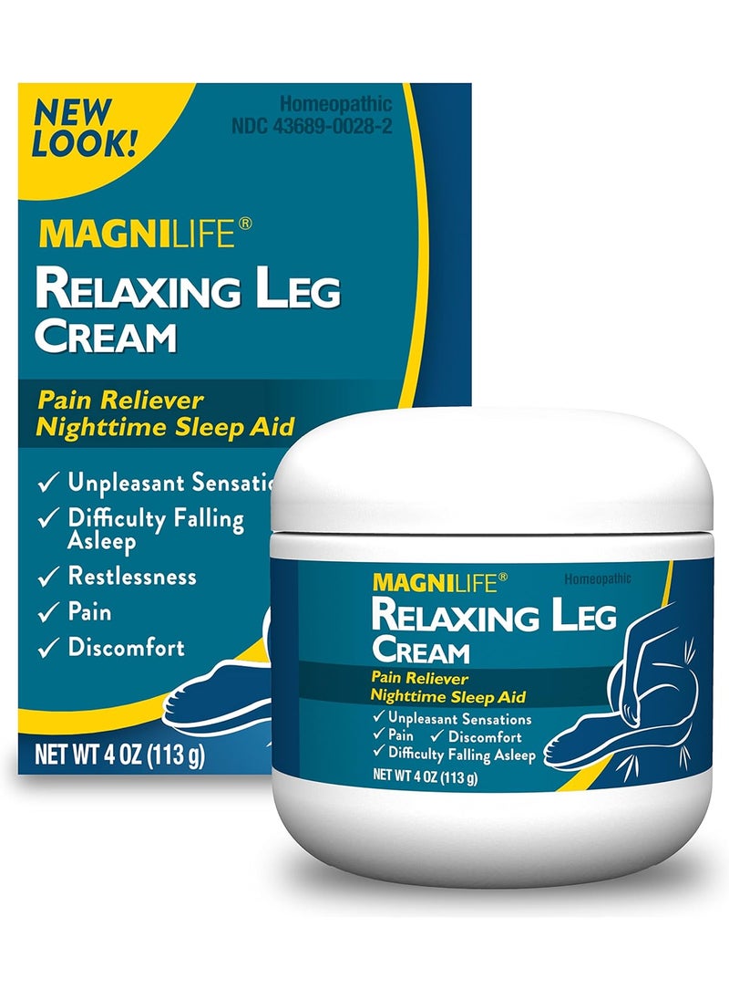 MagniLife Relaxing Leg Cream, Deep Penetrating Topical for Pain and Restless Leg Syndrome Relief, Naturally Soothe Cramping, Discomfort, and Tossing with Lavender and Magnesium - 4oz