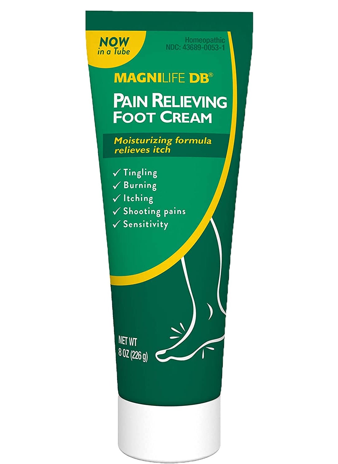 MagniLife DB Foot Cream, Calming Relief for Burning, Tingling, Shooting & Stabbing Foot Sensations - Soothes Dry, Cracked, Itchy, Sensitive Skin (8 oz Tube)