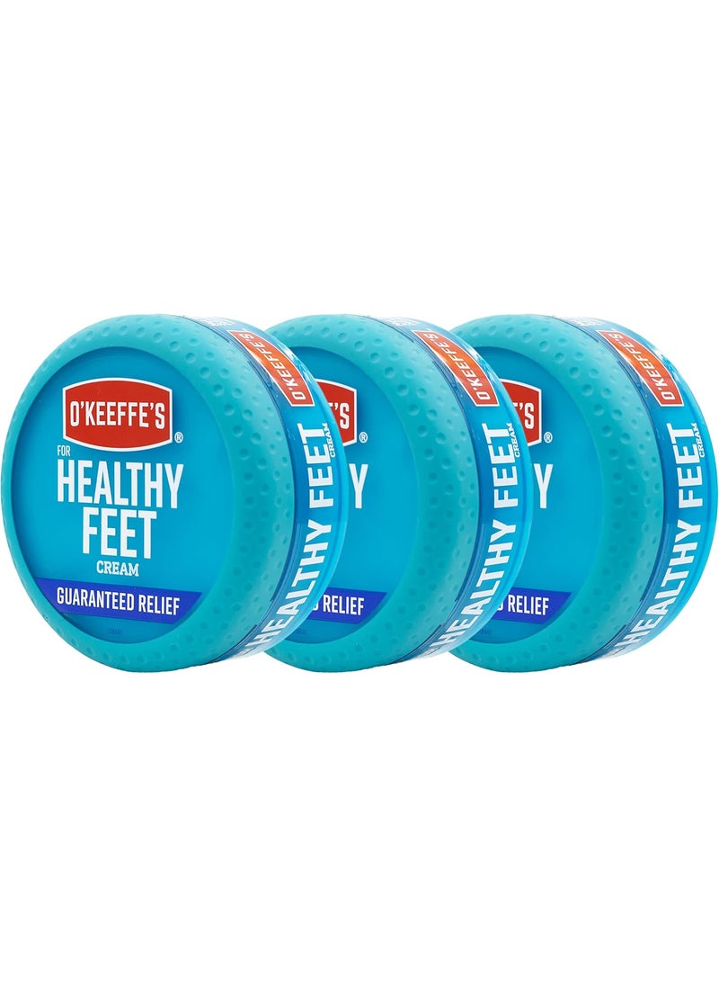 O'Keeffe's for Healthy Feet Foot Cream, Guaranteed Relief for Extremely Dry, Cracked Feet, Instantly Boosts Moisture Levels, 3.2 Ounce Jar, (Pack of 3)