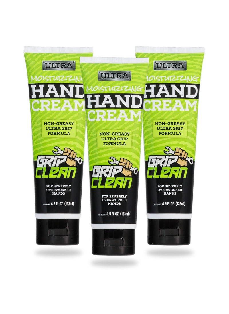 Grip Clean Hand Cream For Dry Cracked Hands, Men, Women, Ultra-Moisturizing Ultra-Grip Formula For Overworked Hands, Natural Ingredients, Auto Mechanics, Tool Shop, Garage, Non Greasy Lotion - 4.5oz