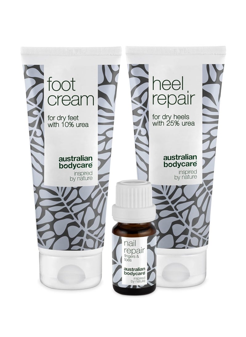 Feet and Nails Care Kit with Tea Tree Oil Foot Cream Heel Repair and Nail Repair for Softer Healthier Feet and Nails Moisturizes Soothes and Repairs Dry and Cracked Heels