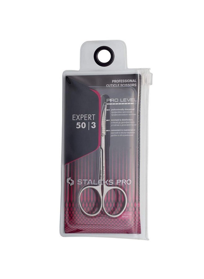 STALEKS Pro Expert 50 Type 3 Cuticle Scissors - Premium Quality Manicure Scissors - Stainless Steel Curved Scissors for Cuticles - Long Lasting Beauty Scissors for Cuticle Nail Care