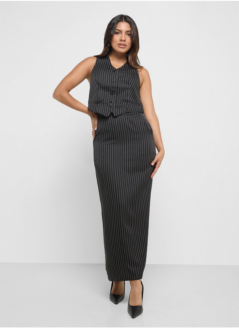 Pinstriped Vest & Skirt Set