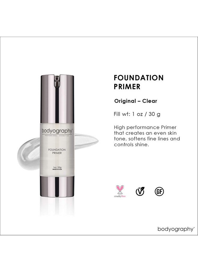 BODYOGRAPHY - Foundation Primer (Clear): Flawless Anti-Aging Salon Makeup Primer w/Vitamin E, A, Jojoba, Grapeseed Oil | Control Shine | Gluten-Free, Cruelty-Free, 1 oz.