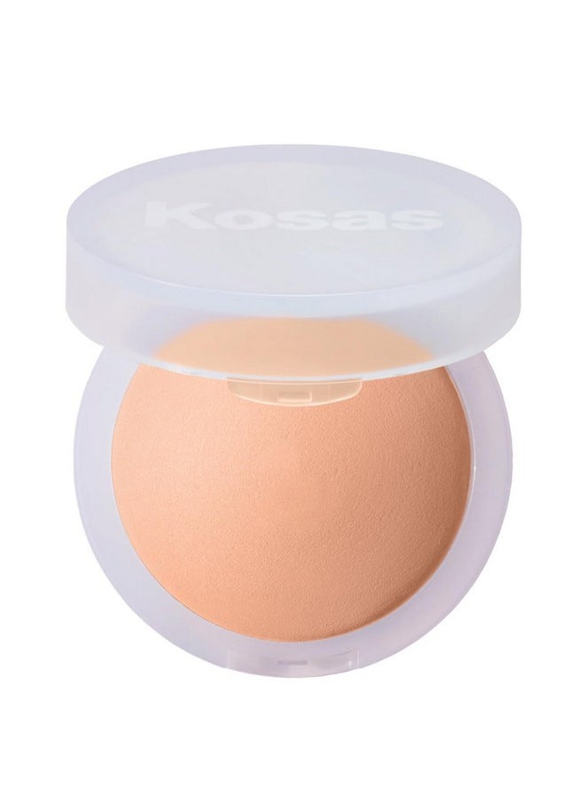 Kosas Cloud Set Face Brightening Powder - Pressed Brightening Powder, Smooths Shine Control, Coverage for Dark Undereye & Uneven Skin - Lightweight Setting Powder - Peachy (Sheer Brightening Peach)