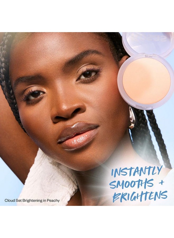 Kosas Cloud Set Face Brightening Powder - Pressed Brightening Powder, Smooths Shine Control, Coverage for Dark Undereye & Uneven Skin - Lightweight Setting Powder - Peachy (Sheer Brightening Peach)