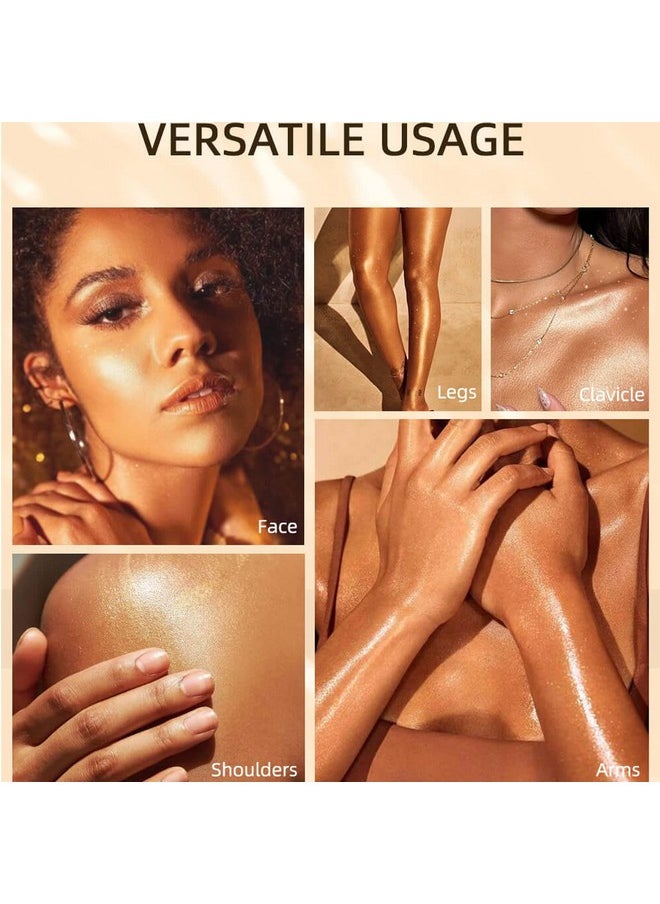 MEICOLY Liquid Body Illuminator,Moisturizing Long Lasting Body Shimmer,Smooth Waterproof Shimmer Body Oil,Glow Body Highlighter Face Body Luminizer,40ml/1.35 fl oz.#02 Rose Gold