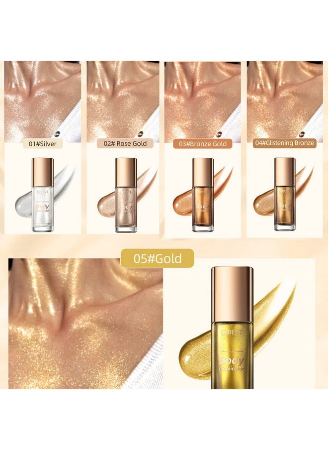 MEICOLY Liquid Body Illuminator,Moisturizing Long Lasting Body Shimmer,Smooth Waterproof Shimmer Body Oil,Glow Body Highlighter Face Body Luminizer,40ml/1.35 fl oz.#02 Rose Gold