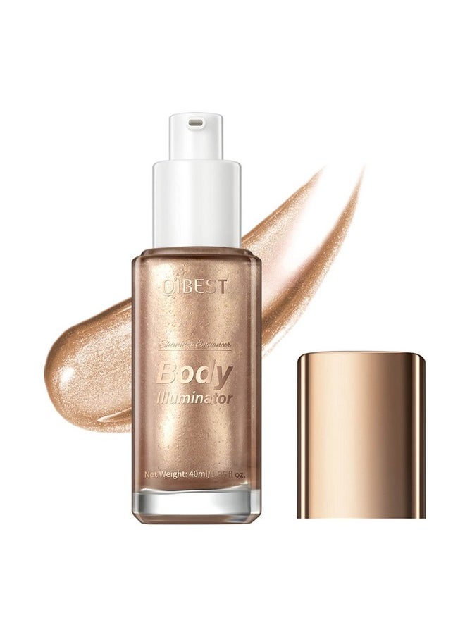 MEICOLY Liquid Body Illuminator,Moisturizing Long Lasting Body Shimmer,Smooth Waterproof Shimmer Body Oil,Glow Body Highlighter Face Body Luminizer,40ml/1.35 fl oz.#02 Rose Gold
