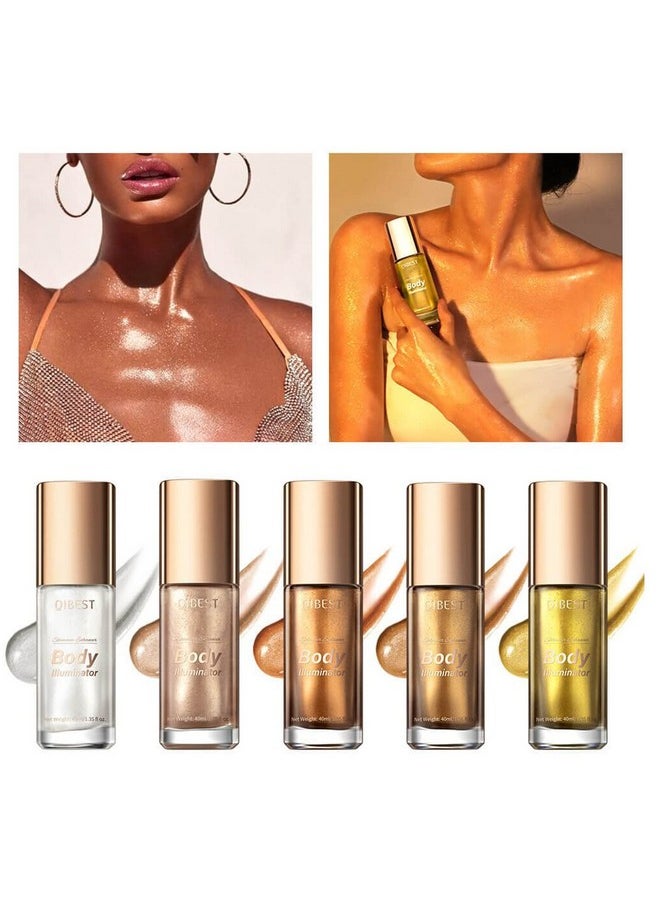 MEICOLY Liquid Body Illuminator,Moisturizing Long Lasting Body Shimmer,Smooth Waterproof Shimmer Body Oil,Glow Body Highlighter Face Body Luminizer,40ml/1.35 fl oz.#02 Rose Gold