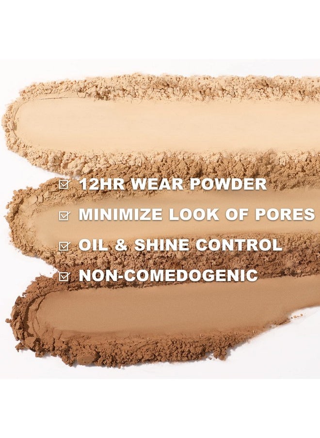 FOCALLURE Flawless Pressed Powder, Control Shine & Smooth Complexion, Pressed Setting Powder Foundation Makeup, Portable Face Powder Compact, Long-Lasting Matte Finish, Natural