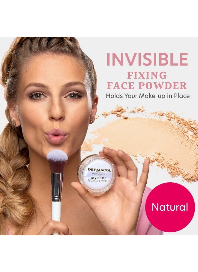 Dermacol - Invisible Fixing Face Powder, Touch-proof Translucent Setting Powder for Oily Skin & Other Skin Types, Loose Powder Makeup, Frangrance-Free Matte Powder with Powder Puff, Natural, 13.5 g