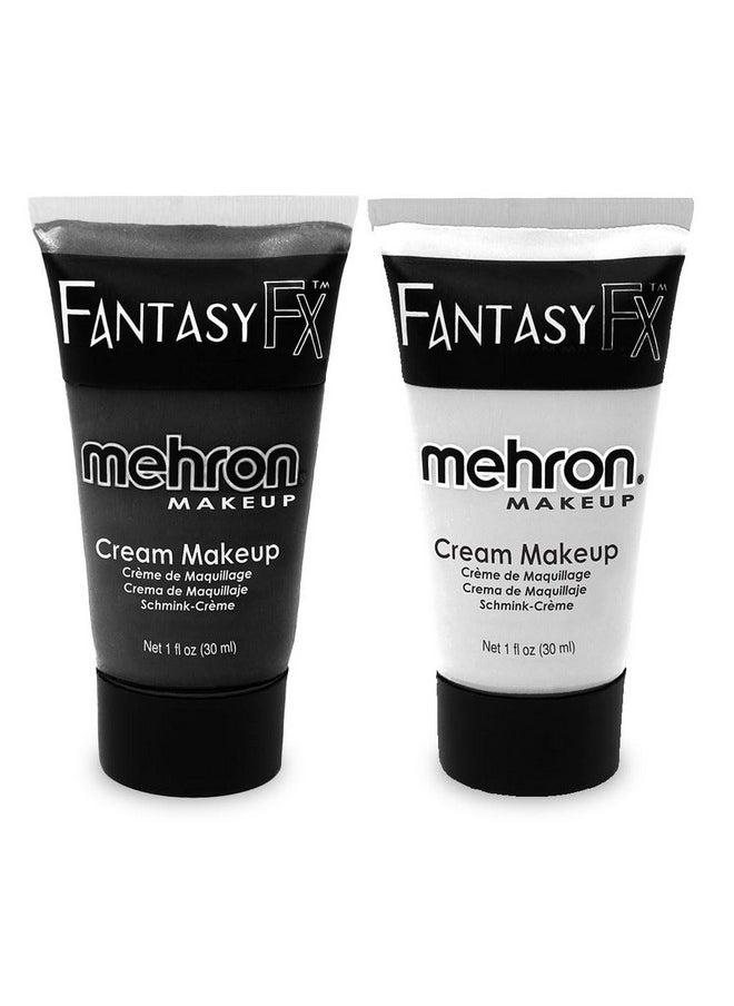Mehron Makeup Fantasy F/X Water Based Face & Body Paint Black and White Face Paint Bundle
