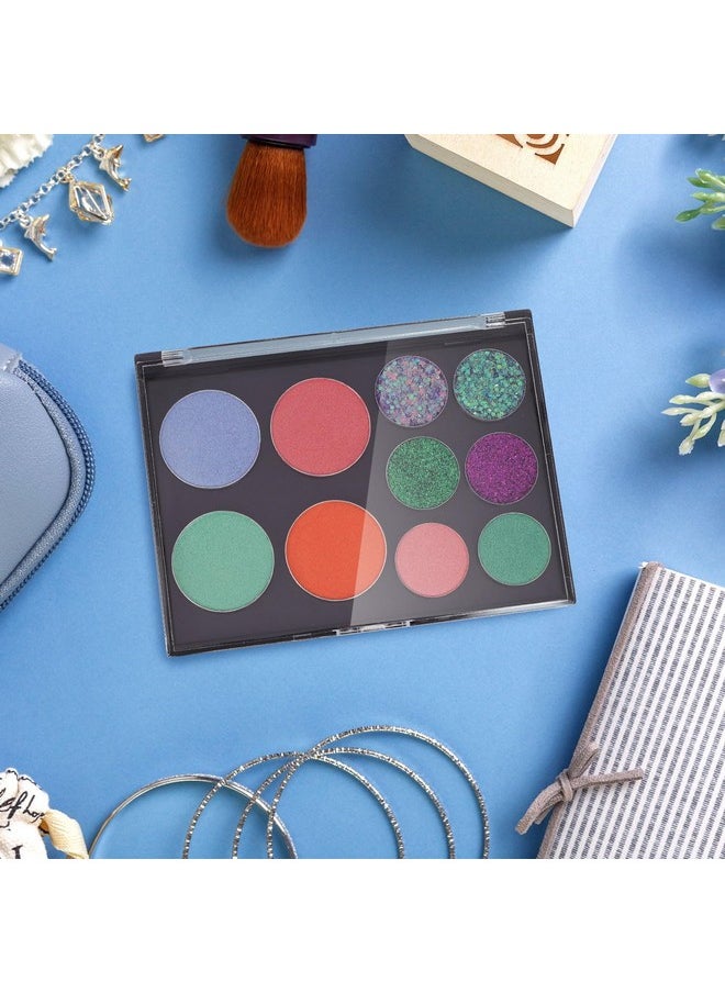 AJLTPA Magnetic Makeup Palette with Clear Top, 3Pack Empty Eyeshadow Pan Dispensing Storage Box with 60Pcs Adhesive Metal Stickers for DIY Cosmetics Lipstick Blush Powder-5.7