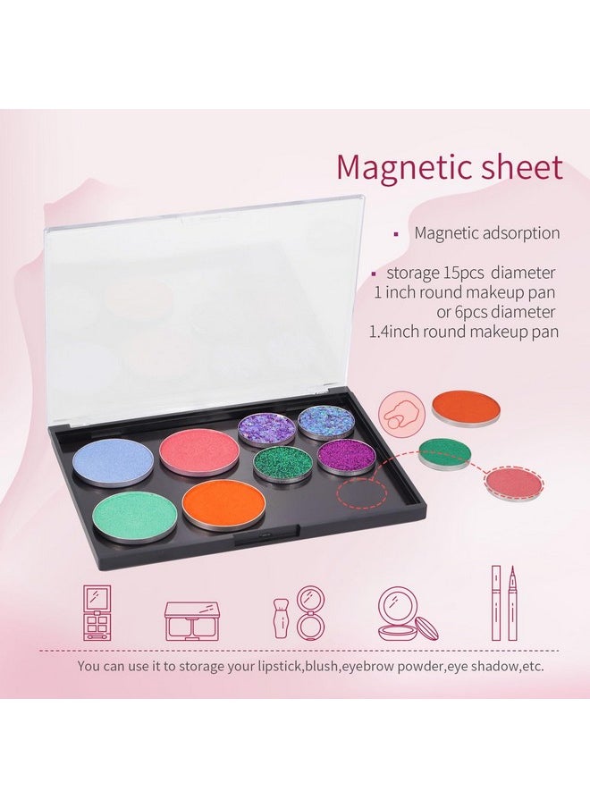 AJLTPA Magnetic Makeup Palette with Clear Top, 3Pack Empty Eyeshadow Pan Dispensing Storage Box with 60Pcs Adhesive Metal Stickers for DIY Cosmetics Lipstick Blush Powder-5.7