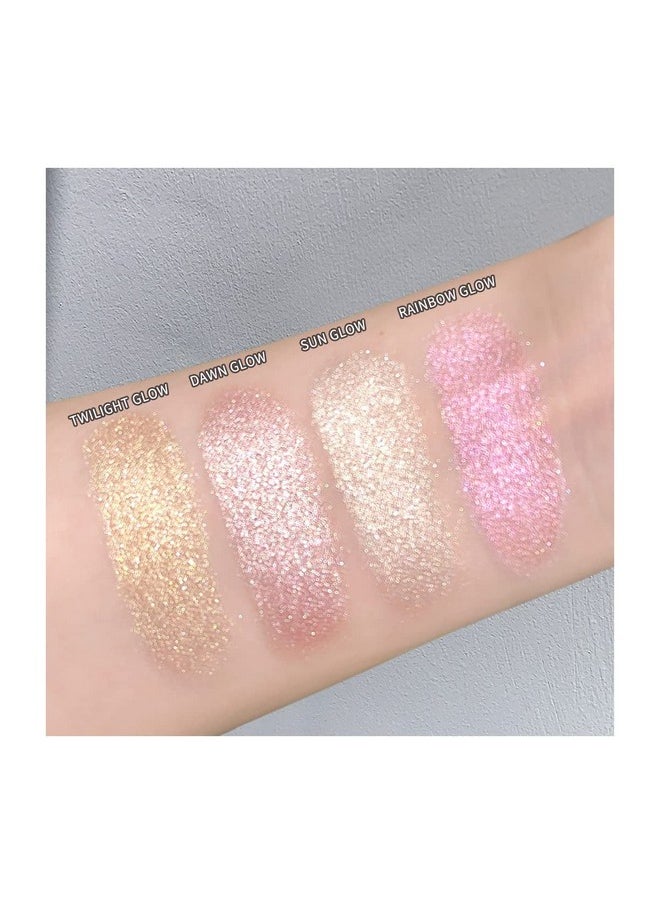 ELESSY Highlighter Makeup Palette Face Highlighter Palette Glitter Illuminator Highlighter Palette Shimmer Highlighter Powder Kit Highlight Makeup Palette -SUN GLOW