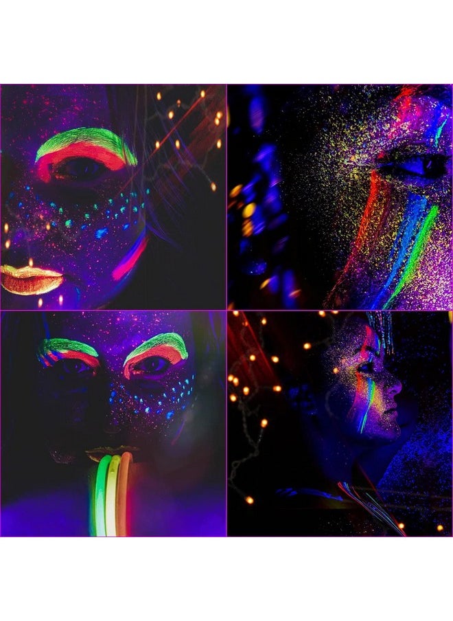 Bowitzki UV Neon Face Body Paint 8 Tubes 0.34oz Liquid Kit Black Light Glow in The Dark Makeup Set Fluorescent Painting for Adults Kids Music Festivals Party Halloween Christmas