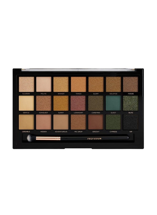 Profusion Cosmetics 21 Shade Eyeshadow Palette Collection & Brush, Chocolates